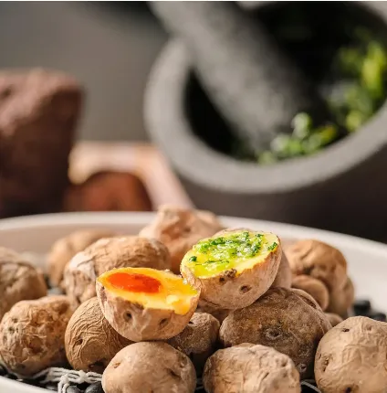 Papas rellenas con mojo verde y picón en La Vieja de Jonay